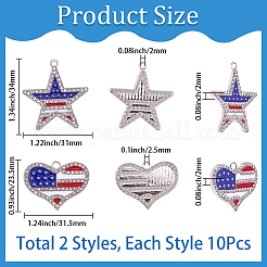 20Pcs 2 Styles Independence Day Alloy Enamel Pendants&nbsp;FIND-SC0023-80