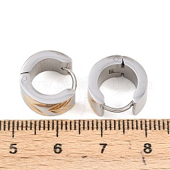 Two Tone 304 Stainless Steel Stripe Hoop Earrings&nbsp;EJEW-L307-04GP-02