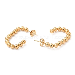 304 Stainless Steel Beaded Oval Stud Earrings&nbsp;EJEW-M221-08G
