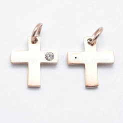 316 Surgical Stainless Steel Tiny Cross Charms&nbsp;STAS-J038-03RG