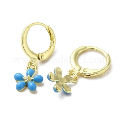 Flower Real 18K Gold Plated Brass Dangle Leverback Earrings&nbsp;EJEW-L268-009G-04