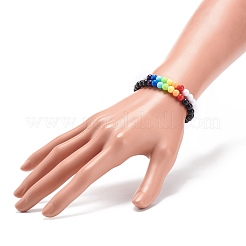 2Pcs 2 Colors Acrylic Round Beaded Stretch Bracelets Set for Kids&nbsp;BJEW-JB08555-02