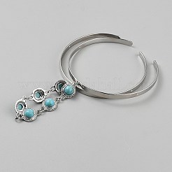 Alloy Upper Arm Open Cuff Bangles for Women&nbsp;BJEW-WH20012-02P
