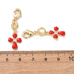 Cross Brass Micro Pave Cubic Zirconia and Enamel Pendant Decoration&nbsp;KK-T083-01E-G