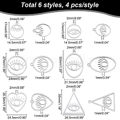 24Pcs 6 Style 201 Stainless Steel Pendants&nbsp;FIND-AR0002-03