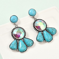 Alloy Synthetic Turquoise Dangle Stud Earrings&nbsp;EJEW-U053-04A-AS