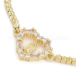 Virgin Mary Theme Brass Micro Pave Cubic Zirconia Slider Bracelets for Women&nbsp;BJEW-U013-02G-05