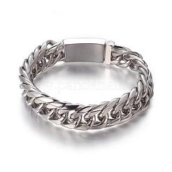304 Stainless Steel Curb Chain Bracelets&nbsp;BJEW-P255-01C