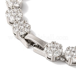 Rack Plating Brass Pave Cubic Zirconia Flower Link Necklaces for Women&nbsp;NJEW-B108-01P-02