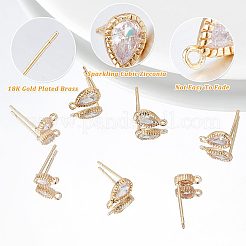 12Pcs 2 Style Brass Stud Earring Findings&nbsp;KK-CN0001-92