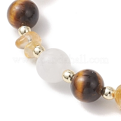 Natural Citrine & Tiger Eye & White Jade Beads Stretch Bracelets for Women&nbsp;BJEW-JB13186