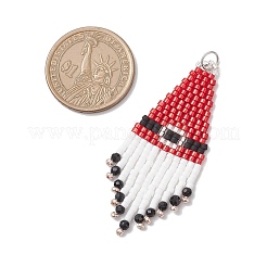 Glass Seed Beaded Christmas Hat Pendants&nbsp;PALLOY-MZ00869