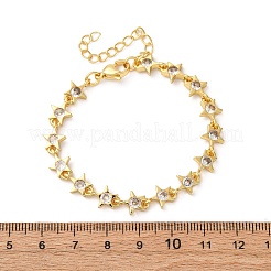 Brass Micro Pave Clear Cubic Zirconia Link Bracelets for Women&nbsp;BJEW-D342-01G