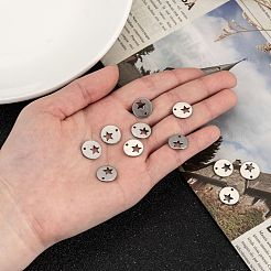 Tarnish Resistant 304 Stainless Steel Flat Round Charms&nbsp;STAS-R063-03