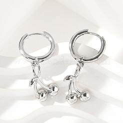 Brass Cherry Hoop Earrings&nbsp;EJEW-M077-19P-03