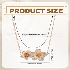 1Pc Alloy 2 Flower Pendant Necklaces for Women&nbsp;NJEW-LP0006-03G