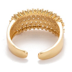Brass Micro Pave Clear Cubic Zirconia Cuff Rings&nbsp;RJEW-I077-26G