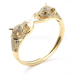 Cubic Zirconia Double Leopard and Infinity Hinged Bangle&nbsp;BJEW-A123-30G