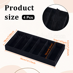 6 Grids Rectangle Wood Covered with Velvet Jewelry Display Trays&nbsp;ODIS-WH0331-55