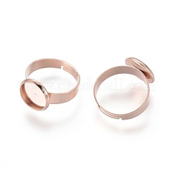 Adjustable 201 Stainless Steel Finger Rings Components&nbsp;X-STAS-G187-01RG-10mm