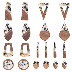20Pcs 10 Styles Opaque Resin & Walnut Wood Pendants&nbsp;RESI-TA0003-69