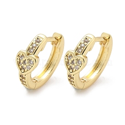 Heart Brass Micro Pave Clear Cubic Zirconia Hoop Earrings&nbsp;EJEW-Z102-31G