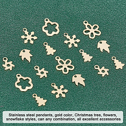 120Pcs 6 Style Christmas 201 Stainless Steel Charms&nbsp;STAS-UN0028-08