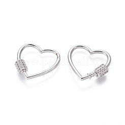 Brass Micro Pave Cubic Zirconia Screw Carabiner Lock Charms&nbsp;ZIRC-I031-12P