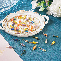 50Pcs 5 Colors Electroplate Glass Faceted Rectangle Connector Charms&nbsp;KK-TA0003-31