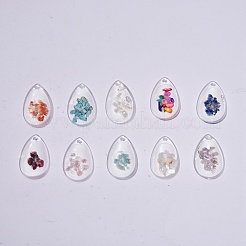 40Pcs 10 Colors Transparent Glass Pendants&nbsp;GGLA-SZ0001-44