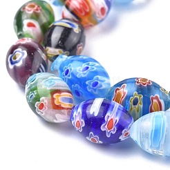 Oval Handmade Millefiori Glass Beads Strands&nbsp;LK-R004-84