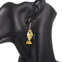 Baking Paint Glass Seed Beads and 304 Stainless Steel Earring Hooks Dangle Earrings&nbsp;EJEW-MZ00723