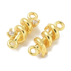 Rack Plating Brass Clear Cubic Zirconia Vortex Connector Charms&nbsp;KK-L224-069G