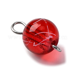 Drawbench Spray Painted Transparent Glass Round Connector Charms&nbsp;PALLOY-JF03509-01