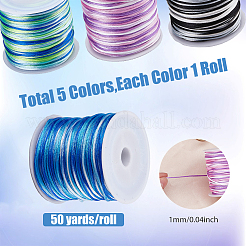 5 Rolls 5 Colors Segment Dyed Nylon Rattail Satin Cords&nbsp;NWIR-FH0001-04A