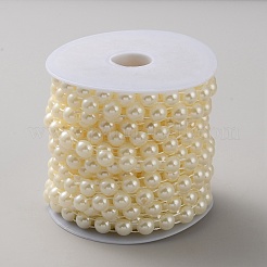 ABS Plastic Pearl Half Round Link Chains&nbsp;CHAC-WH20001-01B
