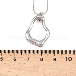 304 Stainless Steel Hollow Irregular Teardrop Pendant Round Snake Chain Necklaces for Women&nbsp;NJEW-G188-01P