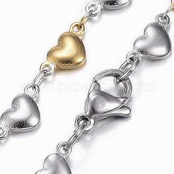 Two Tone 304 Stainless Steel Heart Link Chain Jewelry Sets&nbsp;X-SJEW-H103-12GP