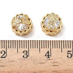 Brass Micro Pave Clear Cubic Zirconia Beads&nbsp;KK-H526-07G