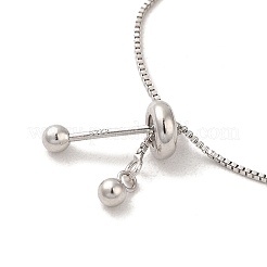 Rhodium Plated Real Platinum Plated 925 Sterling Silver Slider Bracelets&nbsp;BJEW-P303-08P-02