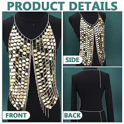 Polyester with PVC Coin Tassel Chest Body Chains for Sexy Dress&nbsp;AJEW-WH0481-477