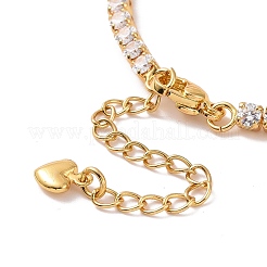 Clear Cubic Zirconia Tennis Bracelet with Heart&nbsp;BJEW-E015-03G