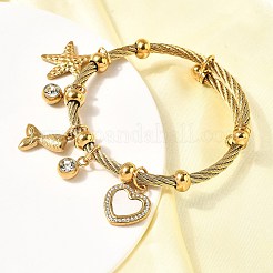 304 Stainless Steel Charm Bangles for Women&nbsp;BJEW-Z141-01G