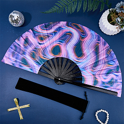 1Pc Luminous Bomboo & Cloth Fans&nbsp;AJEW-SP0003-78C