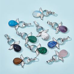 10Pcs 10 Style Natural & Synthetic Gemstone Pendants&nbsp;G-BC0001-14