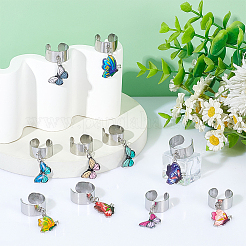 10Pcs 10 Styles 304 Stainless Steel Open Cuff Finger Ring&nbsp;RJEW-UN00028