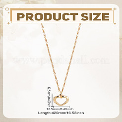 1Pc Stainless Steel Pave Natural Shell Heart Pendant Necklaces for Women&nbsp;NJEW-LP0007-02G