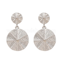 Flat Round Brass Dangle Stud Earrings&nbsp;EJEW-R025-25P