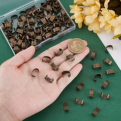 120Pcs Brass Folding Crimp Ends&nbsp;KK-PH0014-10AB