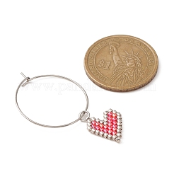 Glass Heart Wine Glass Charms&nbsp;AJEW-JO00191